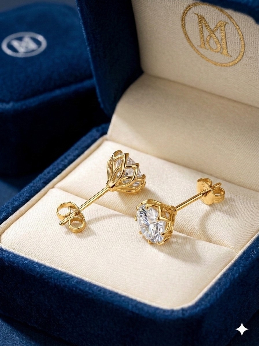 4 CTW Moissanite Gold Stud Earrings